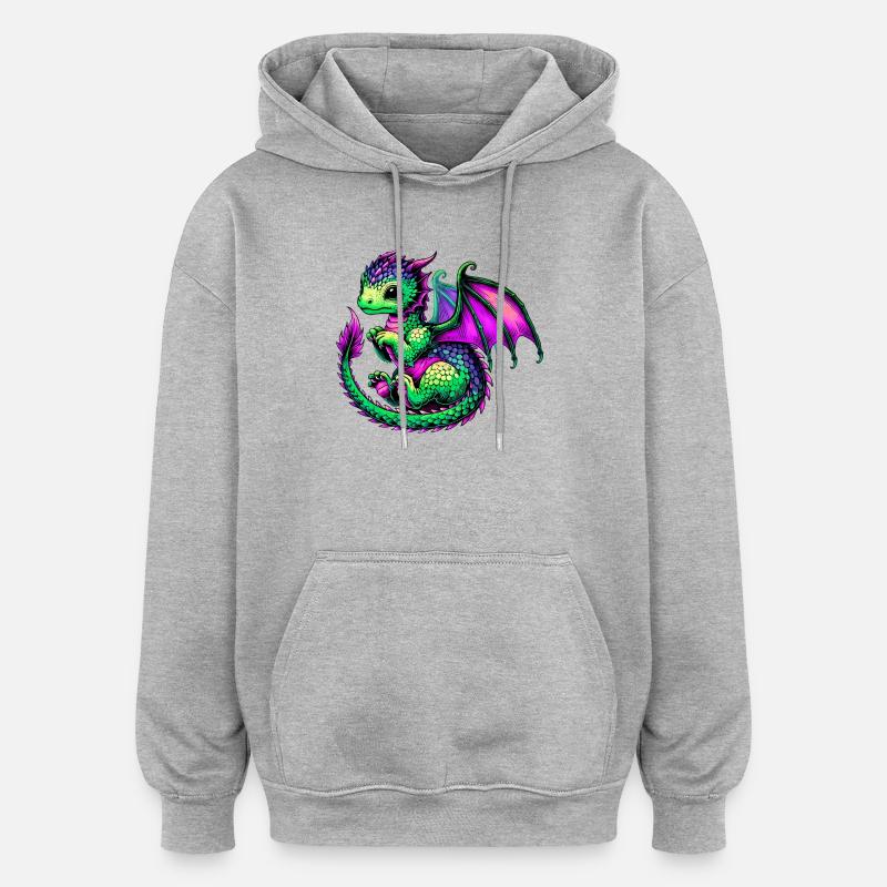 Dragon - Sweat à capuche oversize unisexe - gris chiné