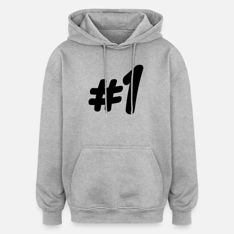 Numéro 1 # - Sweat à capuche oversize unisexe - gris chiné