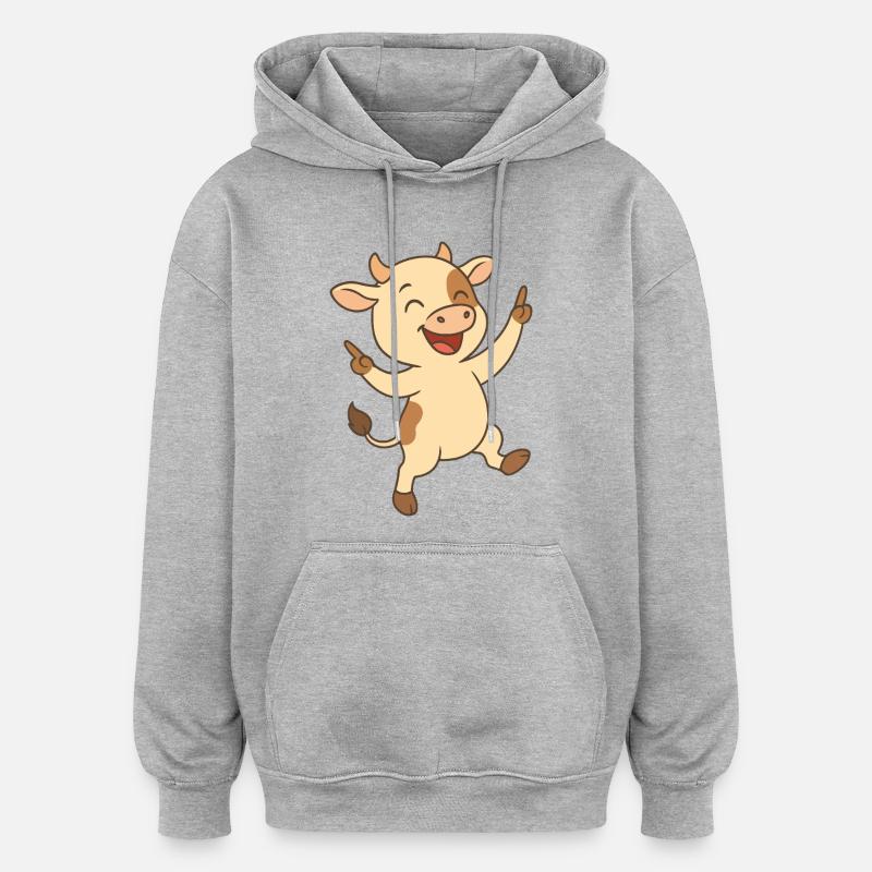 Glückliches Kälbchen - Oversized Unisex Hoodie - Grau meliert