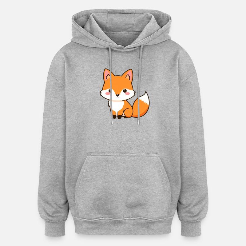 Fuchs - Oversized Unisex Hoodie - Grau meliert