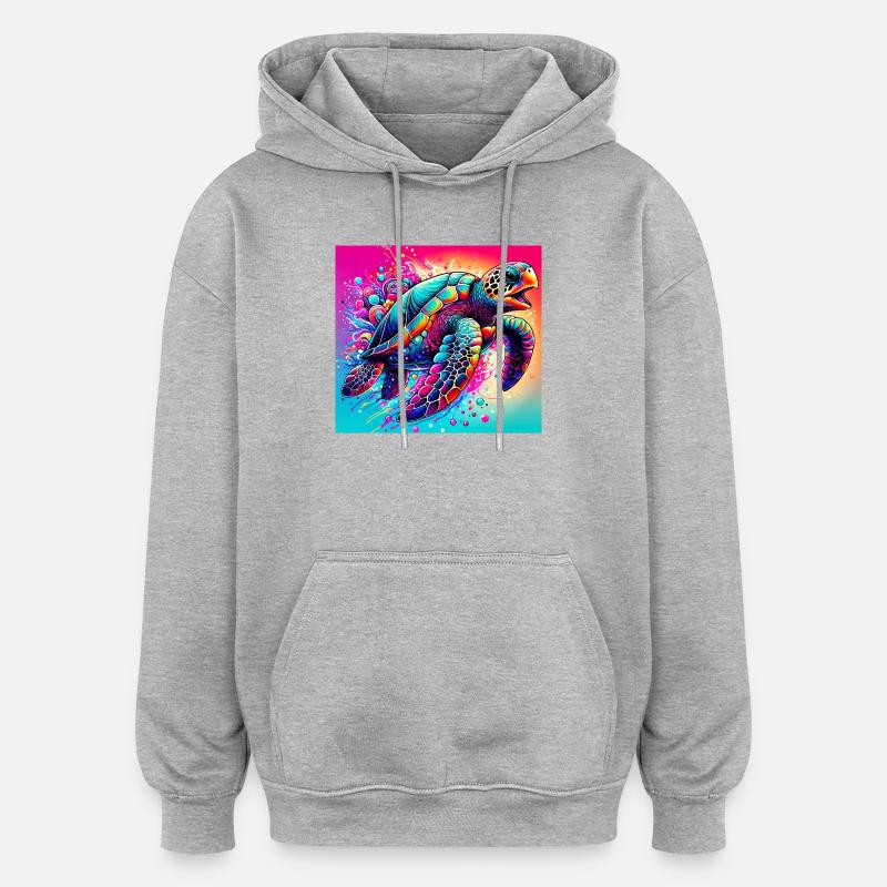 Schildkröte - Oversized Unisex Hoodie - Grau meliert
