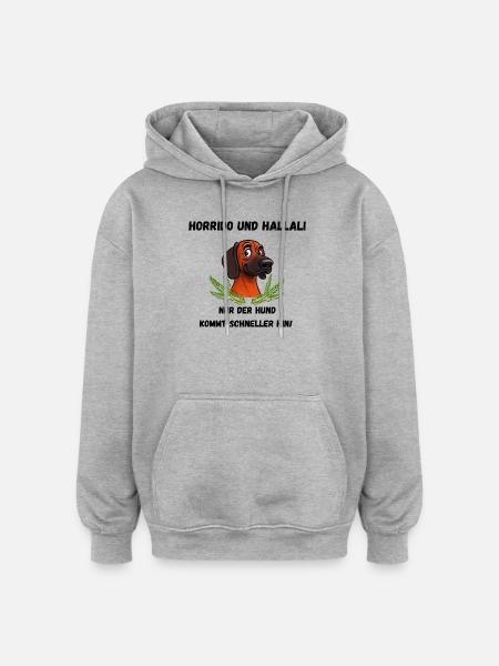 Verspielter Dackel mit Jagdhund-Charme - Oversized Unisex Hoodie - Grau meliert