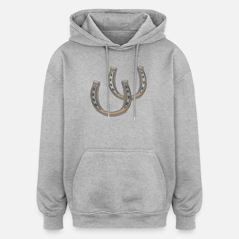 Illustration traditionnelle du fer à cheval - Sweat à capuche oversize unisexe - gris chiné