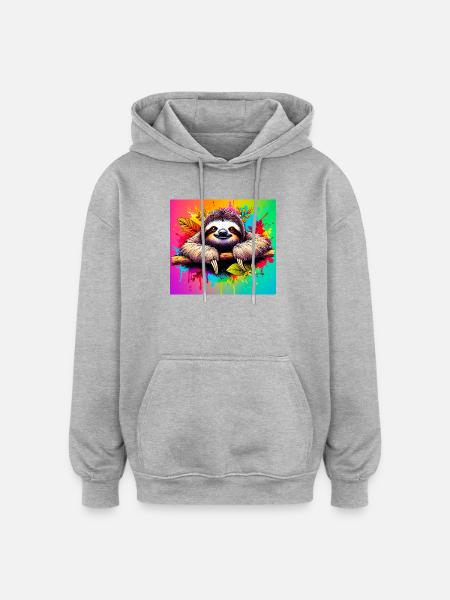 sloth - Oversized Unisex Hoodie - heather grey
