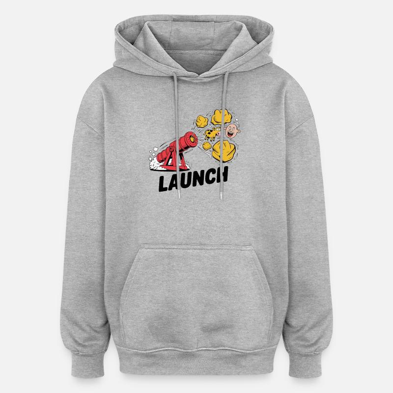 Comic Dinosaurier Kanone Explosion Design - Oversized Unisex Hoodie - Grau meliert