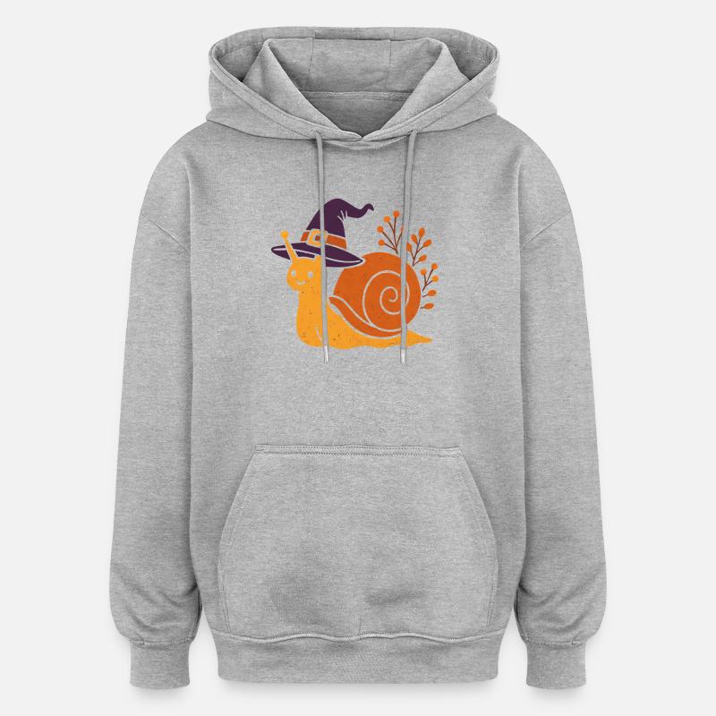 Cute Snail with Witch Hat - Oversized Unisex Hoodie - heather grey