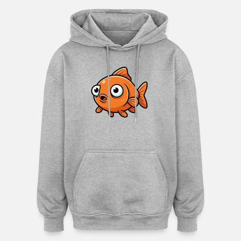 Le Petit Poisson - Sweat à capuche oversize unisexe - gris chiné