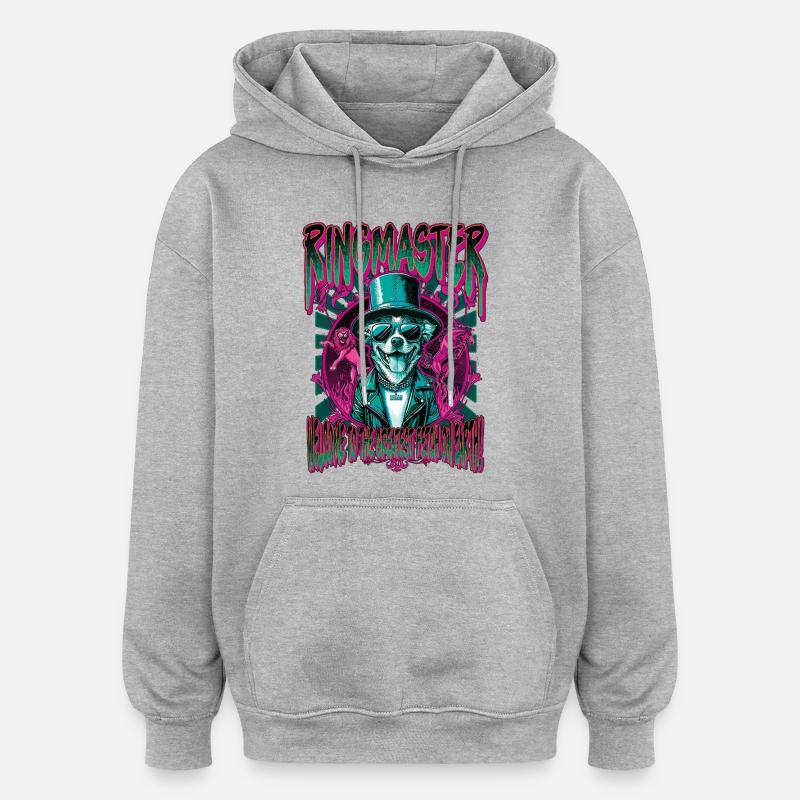 Cirque Du Doggo - Sweat à capuche oversize unisexe - gris chiné