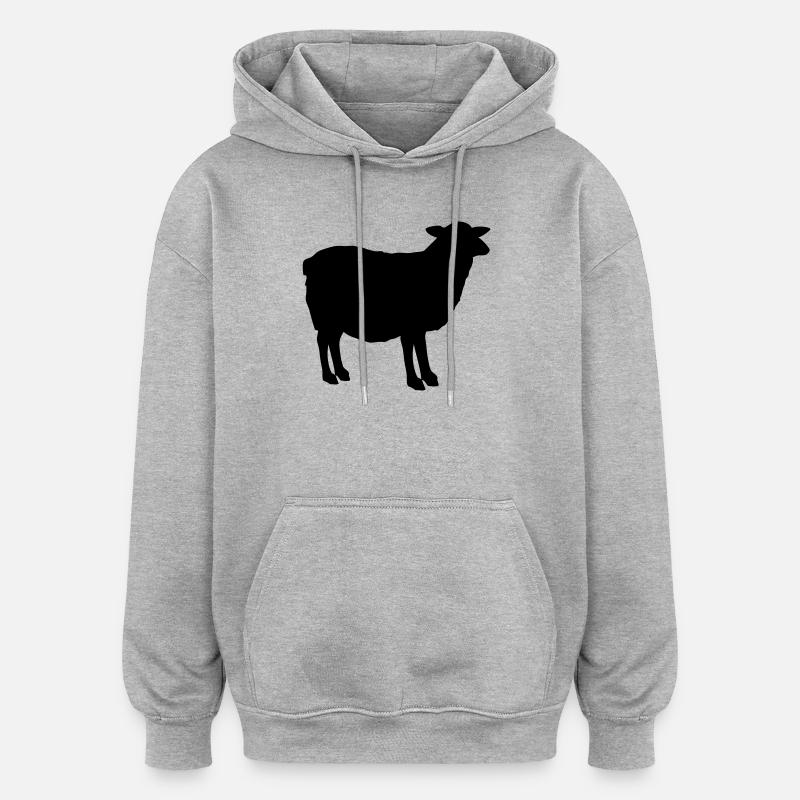 Schaf Silhouette - Oversized Unisex Hoodie - Grau meliert