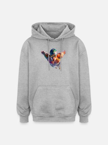 Wasserschwimmer Farbexplosion - Oversized Unisex Hoodie - Grau meliert