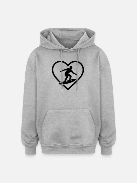Surfing Heart - Oversized Unisex Hoodie - heather grey