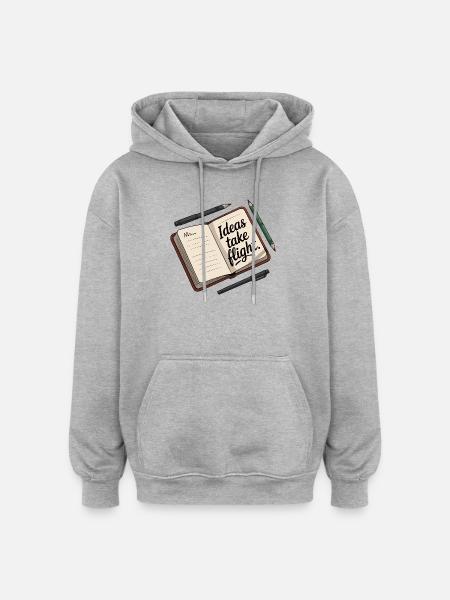 Ideas Take Flight Notebook Art - Oversized Unisex Hoodie - heather grey