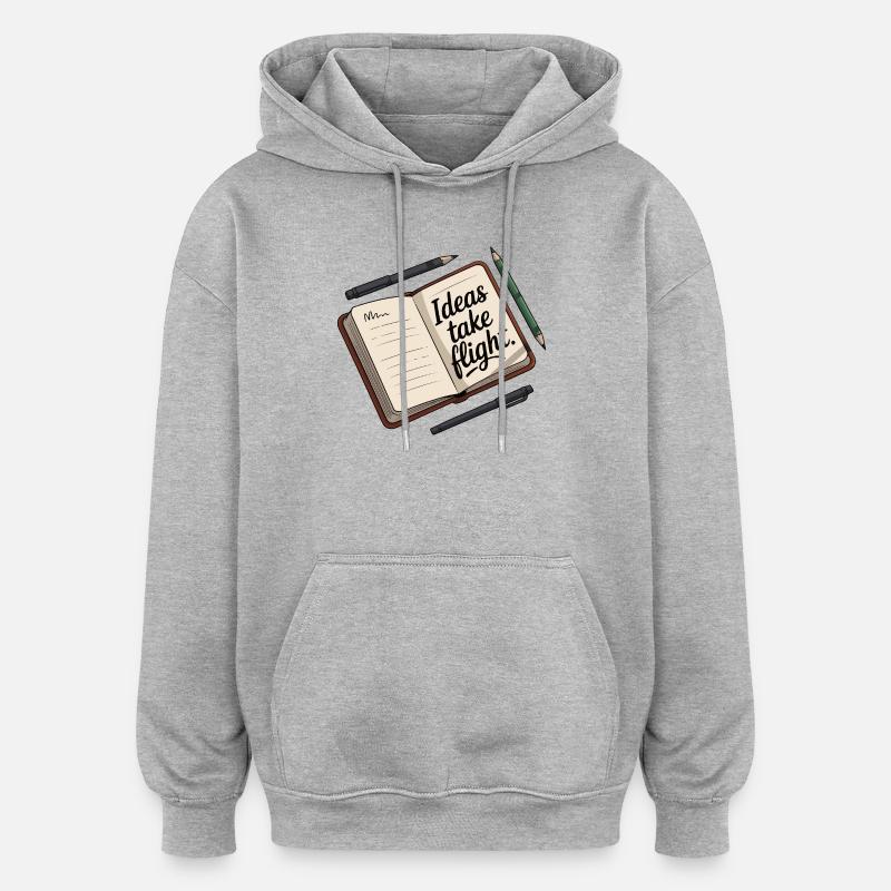 Ideen Take Flight Notizbuch Kunst - Oversized Unisex Hoodie - Grau meliert