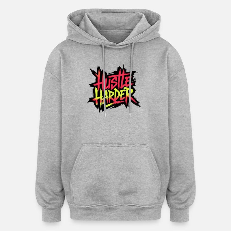 Hustle Neon Graffiti - Sweat à capuche oversize unisexe - gris chiné