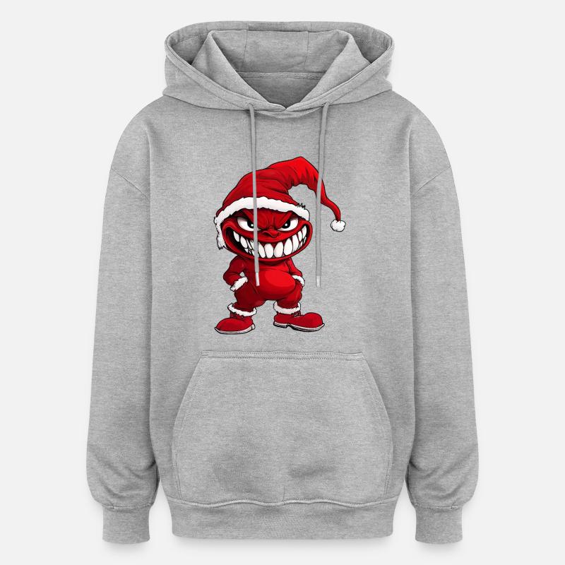 Noël du Diable - Sweat à capuche oversize unisexe - gris chiné