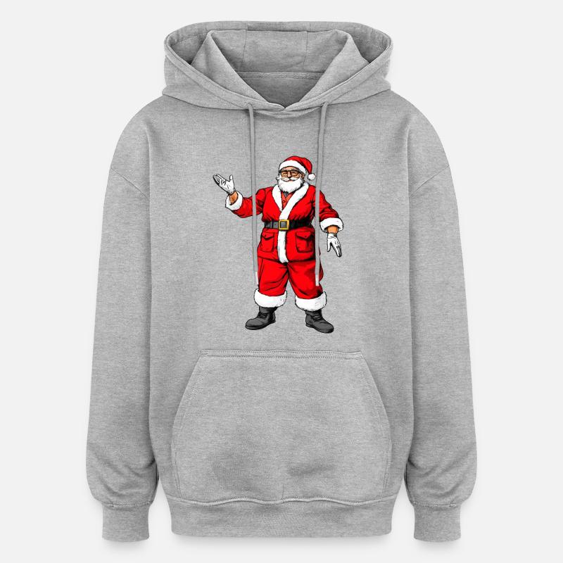 Noël du Père Noël / Père Noël - Sweat à capuche oversize unisexe - gris chiné
