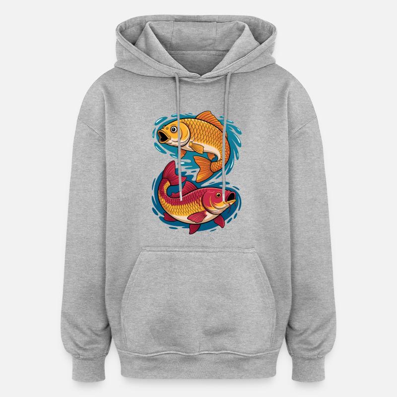 Éclaboussure de carpe dans l’eau - Sweat à capuche oversize unisexe - gris chiné