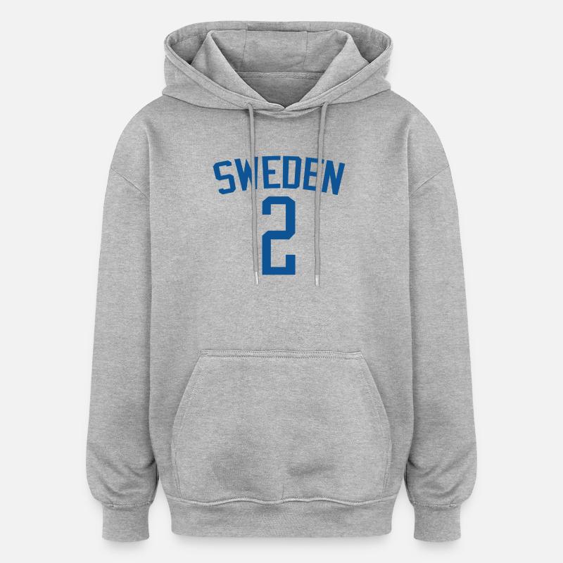 Suède 5 – Design sportif - Sweat à capuche oversize unisexe - gris chiné