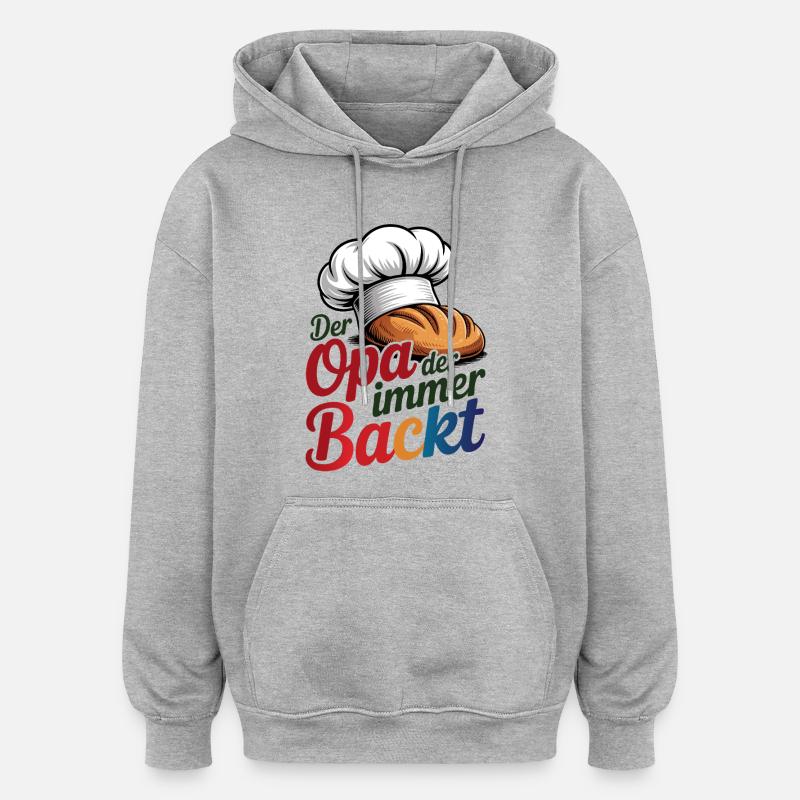 Der Opa der immer backt - Oversized Unisex Hoodie - Grau meliert
