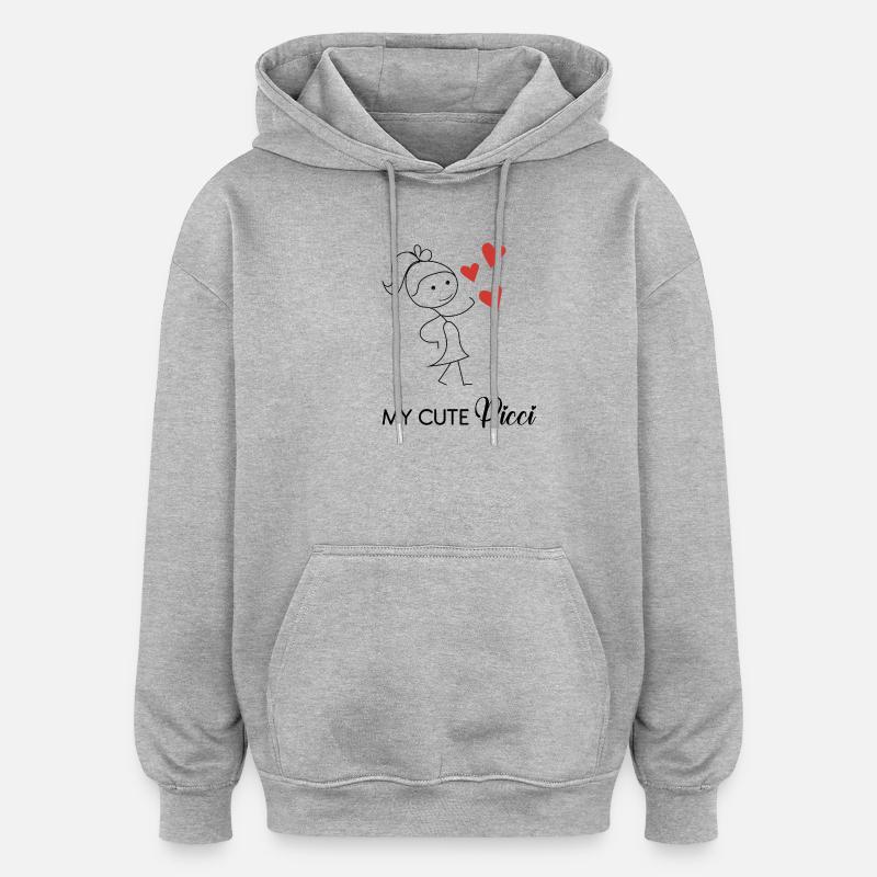 Süßes Mädchen mit kleinen Herzen - Oversized Unisex Hoodie - Grau meliert