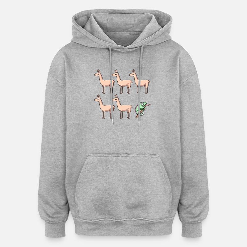 Caméléon Llama - Sweat à capuche oversize unisexe - gris chiné