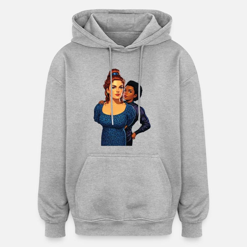 UNDER ARREST - nice people - Sweat à capuche oversize unisexe - gris chiné