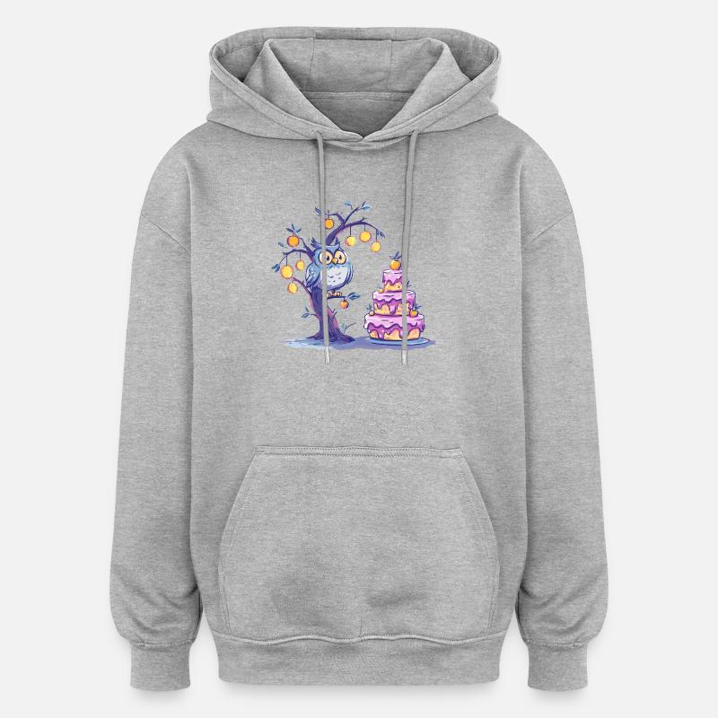 Gâteau de l’Arbre Noctambule - Sweat à capuche oversize unisexe - gris chiné