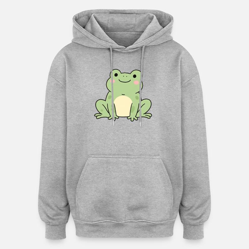 Grenouille Grenouille Crapaud Vert Charm Design - Sweat à capuche oversize unisexe - gris chiné