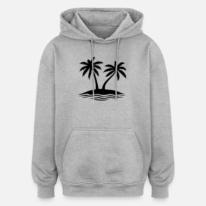 Île de la plage Palm Trees - Sweat à capuche oversize unisexe - gris chiné