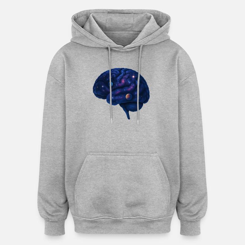 Cosmic Brain – Pensées dans l’Univers - Sweat à capuche oversize unisexe - gris chiné