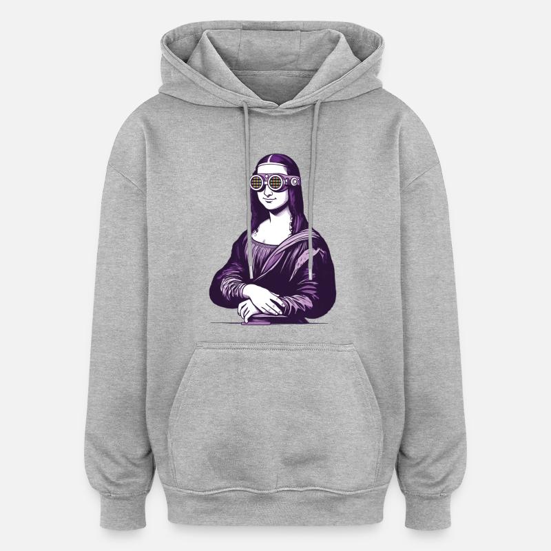 MONA iA - geek & scifi - Sweat à capuche oversize unisexe - gris chiné