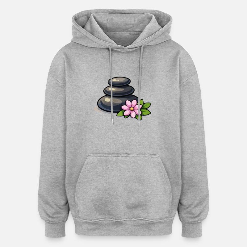 Zen Steinpyramide mit Lotus - Oversized Unisex Hoodie - Grau meliert