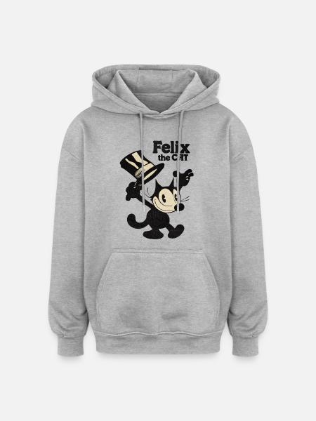 Felix The Cat With Top Hat & Text Est 1919 - Oversized Unisex Hoodie - heather grey