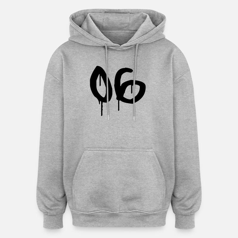 Nummer 06 Urbaner Graffiti-Stil - Oversized Unisex Hoodie - Grau meliert