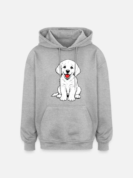 Golden_Retriever_Welpen_sitzend_weiss - Oversized Unisex Hoodie - heather grey