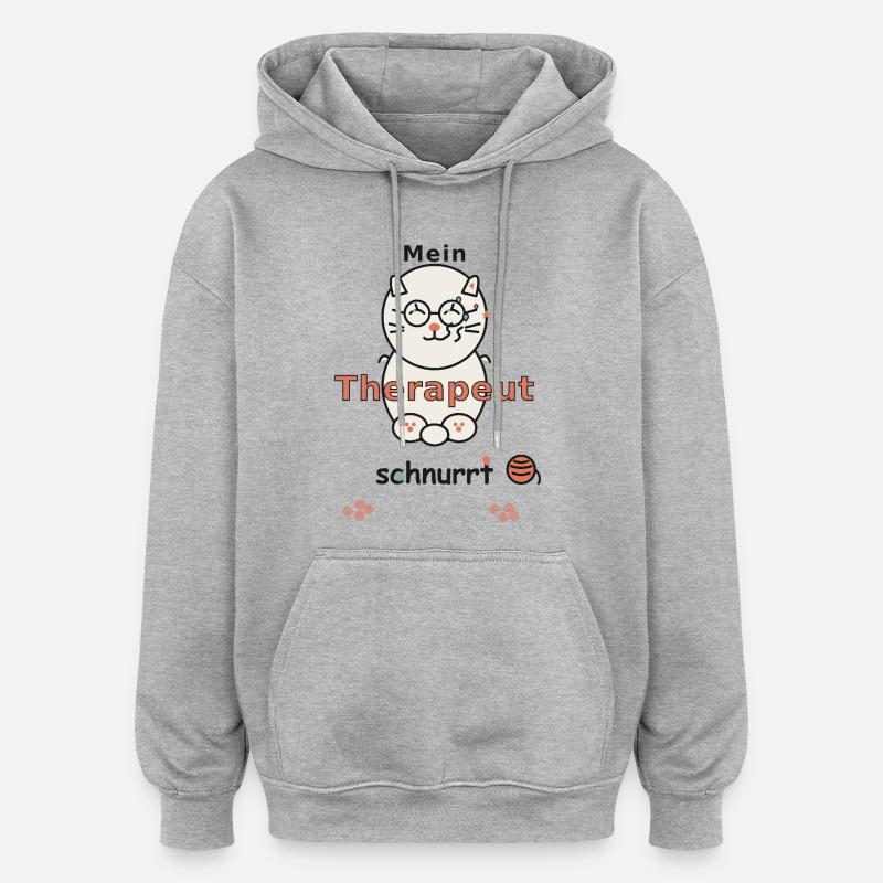 MEIN THERAPEUT SCHNURRT - Oversized Unisex Hoodie - Grau meliert