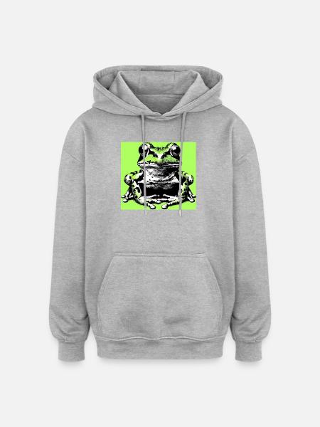 grenouille - Sweat à capuche oversize unisexe - gris chiné