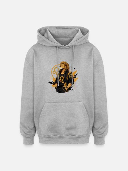 Leo Man – Astrologiegeschenk - Oversized Unisex Hoodie - Grau meliert
