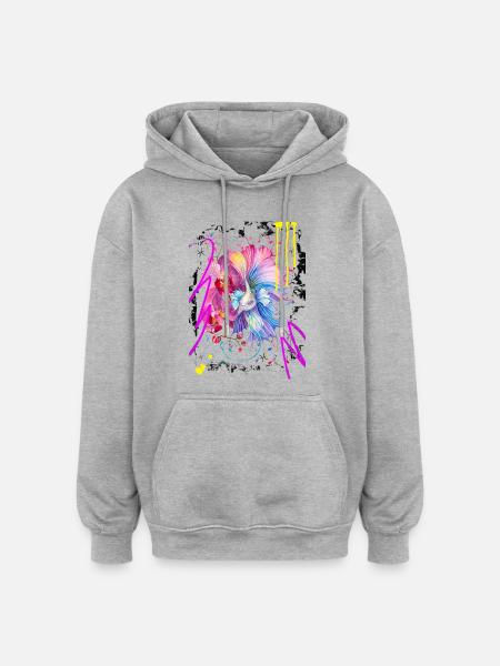 Fische-Frau – Astrologiegeschenk - Oversized Unisex Hoodie - Grau meliert
