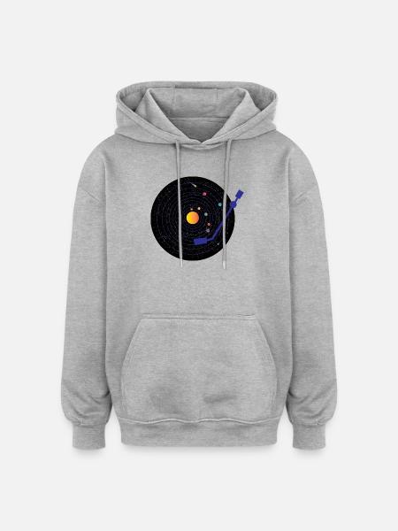 Vinyle - Sweat à capuche oversize unisexe - gris chiné