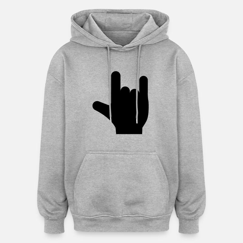 Rock n Roll Hand - Oversized Unisex Hoodie - Grau meliert