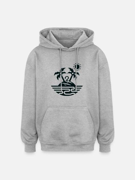 Island with 2 palm trees - Oversized Unisex Hoodie - heather grey