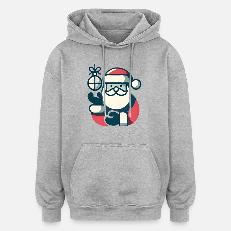 Weihnachtsmann mit Weihnachtskugel - Oversized Unisex Hoodie - Grau meliert