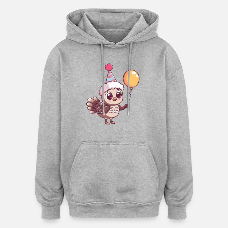 Dinde Anniversaire Bébé - Sweat à capuche oversize unisexe - gris chiné