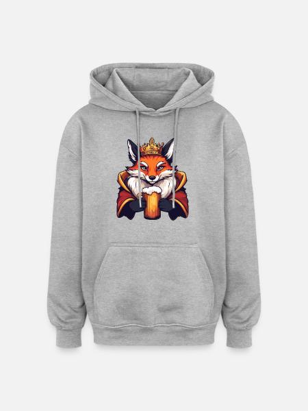 Fuchs Bier Lustig - Oversized Unisex Hoodie - Grau meliert