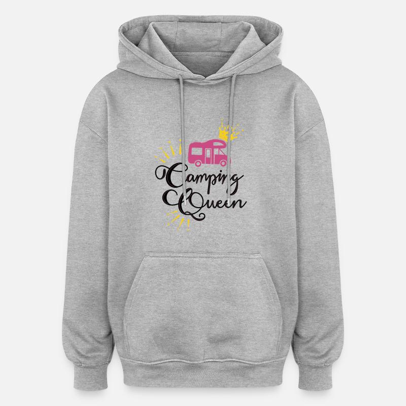 Camping Queen Camping-car - Sweat à capuche oversize unisexe - gris chiné