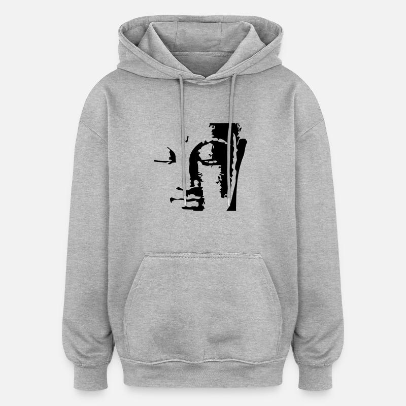 buddhas_face - Sweat à capuche oversize unisexe - gris chiné