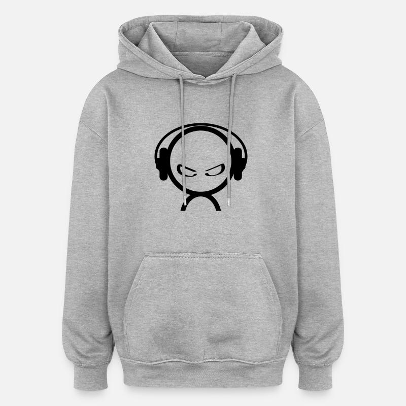 dj - Sweat à capuche oversize unisexe - gris chiné