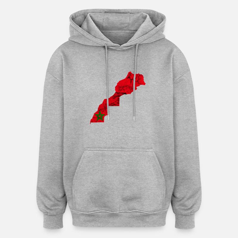 MAROC - Sweat à capuche oversize unisexe - gris chiné