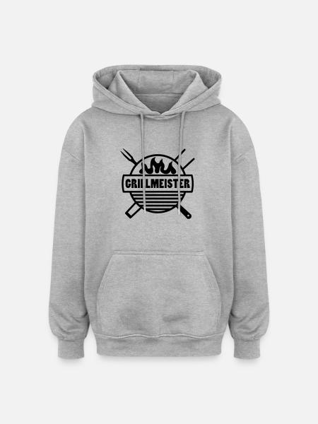 Grillmeister - Oversized Unisex Hoodie - Grau meliert